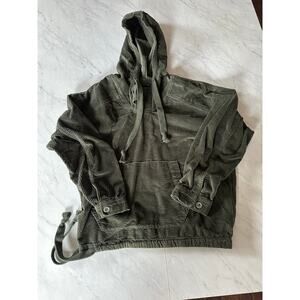 American Eagle corduroy hooded green pullover XS long sleeve green women’s